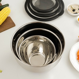 Nhà Bếp Thực Phẩm Lưu Trữ Quy Mô Làm Tổ Bát Thép Không Gỉ Silicone Salad Trộn Bát Đặt Với Kín Rõ Ràng Nắp Và Graters - Product Image 5