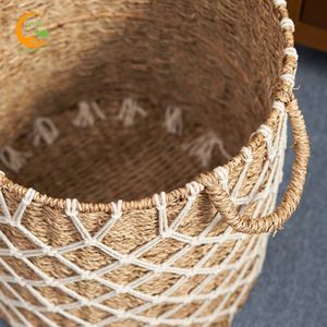 Panier en jacinthe d'eau écologique, vente en gros, paniers décoratifs faits à la main, légers et durables - Product Image 4