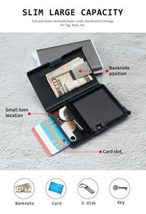 Porte-cartes de crédit Rfid hommes porte-monnaie minimaliste Pop Up porte-cartes en métal porte-cartes d'identité - Product Image 3