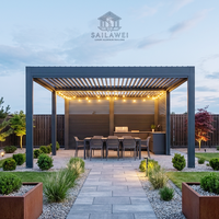 Pergola en aluminium 3x3m à toit à lames motorisées, ouverture électrique, imperméable, pour terrasse de villa moderne, prix abordable, directement de l'usine