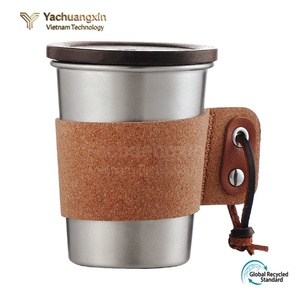 New wood grain <b>camping</b> <b>cup</b> sleeve stainless steel coffee <b>cup</b> heat-proof leather sleeve anti-oil and anti-slip suitable - Product Image 6