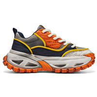 Sepatu Olahraga Bertali Sol Tebal Mesh Penambah Tinggi 5cm Bernapas Anti-Selip Ringan Modis Kasual Chunky Sneakers Pria
