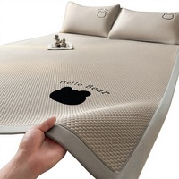 Parure de lit trois pièces haut de gamme personnalisable en soie glacée rafraîchissante, brodée, lavable en machine, pour lit simple de dortoir