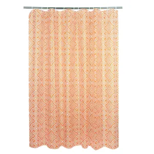 Bathroom curtain PEVA material customized newest design bath waterproof shower curtains with plastic 12 C hooks