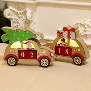 Factory Outlets Christmas Gift Educational Toys for Kids Wooden Toys Car with Light for Table Decoration