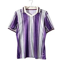 Maillot de football vintage rayé pour homme, manches courtes, col en V, respirant, anti-humidité, extensible dans quatre directions, viscose/polyester, été