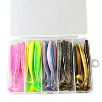 Lot de 25, 50 ou 100 Leurres Souples de Pêche de 6cm, 7cm, 9.5cm avec Têtes Plombées, Queue en T, Bioniques et Artificiels en 10 Couleurs