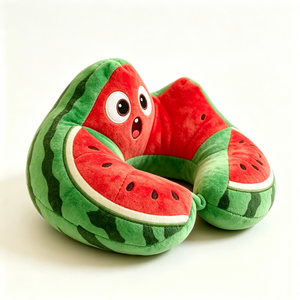 Almohada de cuello de felpa con diseño de rodaja de sandía de dibujos animados personalizada, con forma de U, para verano - Product Image 6