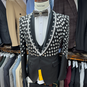 Esmoquin de Lujo de <span class=keywords><strong>3</strong></span> Piezas para Hombre de Gran Venta, Traje de Boda de Una Sola Botonadura para Novio, Baile de Graduación y Fiestas Formales en Tallas Grandes - Ropa Formal Brillante - Product Image 6