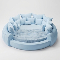 Lit de rangement Willsoon personnalisé en cuir italien rembourré avec matelas et oreillers, lit circulaire enveloppant, fabricant d'origine