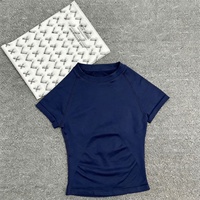T-shirt de sport à manches courtes, col rond, respirant, séchage rapide, sans rembourrage, logo personnalisé, gym, sport, fitness, yoga