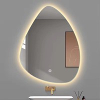 Miroir LED intelligent mural sans cadre, anti-buée, rétroéclairé, moderne et personnalisé pour salle de bain, hôtel, avec interrupteur tactile 3 couleurs à intensité variable