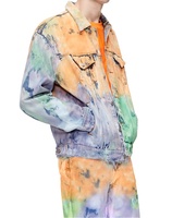 Vêtements pour hommes grande taille OEM, logo personnalisé de haute qualité, jeans en denim tie-dye orange et vert, ensembles pour hommes