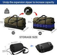 Sac de voyage souple à roulettes Vrtisa 110L extensible à 140L, 32 pouces, pliable, en Oxford, avec 2 roues robustes et 3 grands compartiments