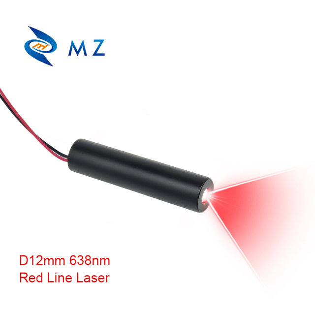 New Compact Red Line Laser Diode Module 638nm D12mm 30mW 3V 5V 12V 24V High-Accuracy Industrial Grade Line Laser