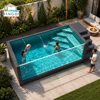 Piscine hors sol contemporaine en fibre de verre (FRP) pour enfants, avec jacuzzi et spa, idéale pour des vacances de détente en plein air