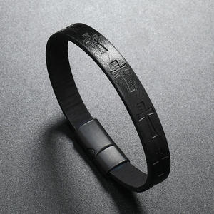 Pulsera con Cierre Magnético Cruzado, Brazalete Retro de Cuero Trenzado Multicapa para Hombre - Product Image 5