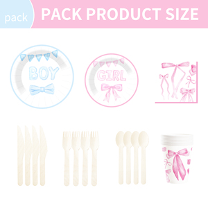 DAMAI Nuevo Juego de Vajilla Desechable Personalizado con Temática de Baby Shower, Platos de Papel para Postre y Cena, Vasos, Servilletas, con Lazo Rosa - Product Image 6