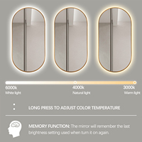 Miroir de salle de bain LED ovale avec cadre en métal Miroirs de bain muraux avec lumière LED