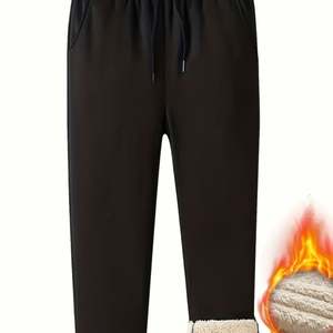 Pantalones de chándal acampanados Essentials negros extragrandes personalizados para hombre, anchos, cálidos, de doble cintura, impermeables, de algodón, apilados, talla grande - Product Image 3