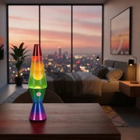 Usine de vente en gros LED petite conception unique portable LED lumières de cire de scintillement de mouvement lampe de lave de fusée décorative