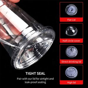 Gobelets jetables en PET de 98 mm avec couvercles, impression de logo personnalisé, pour boissons froides, thé à bulles et café, 16 oz, transparents, vente en gros - Product Image 5
