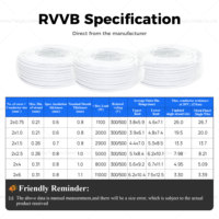 Kabel Tembaga Fleksibel Pipih RVVB Pilihan Terbaik 2x1.5mm2 2x2.5mm2 2x4.0mm2 Selubung PVC Putih untuk Penggunaan Bangunan Bersertifikasi CE ROHS