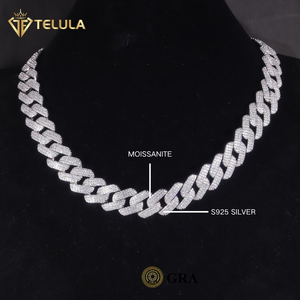 <span class=keywords><strong>Cadena</strong></span> Personalizada de Plata 925 con Moissanita, Estilo Hip Hop, Eslabones Cubanos de 15mm, <span class=keywords><strong>Cadena</strong></span> para <span class=keywords><strong>Hombre</strong></span> con Moissanita VVS - Product Image 1