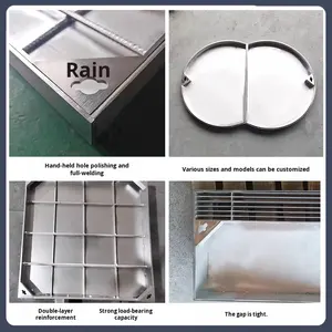 Invisible carré 304 couvercle de trou d'homme en acier inoxydable décoratif 201 sable coulé égout pavage produit de Fabrication de tôle - Product Image 3