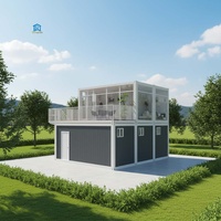 Maison conteneur pliable 2 chambres prête à l'emploi avec design moderne du milieu du siècle, en kit pour usage hôtelier