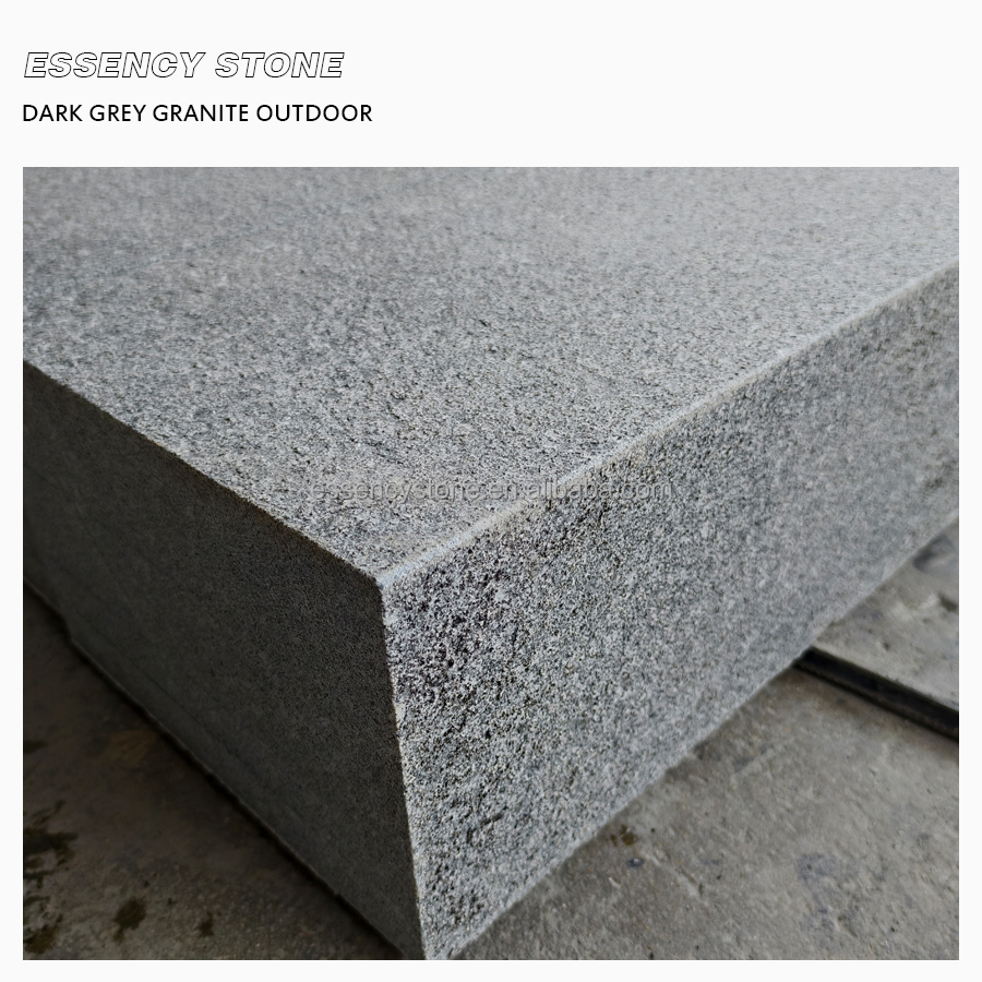 Полые наружные гранитные лестницы 140x30x20 см, противоскользящие темно-серые гранитные толстые лестницы и плитки, Заводская розетка, серый гранит