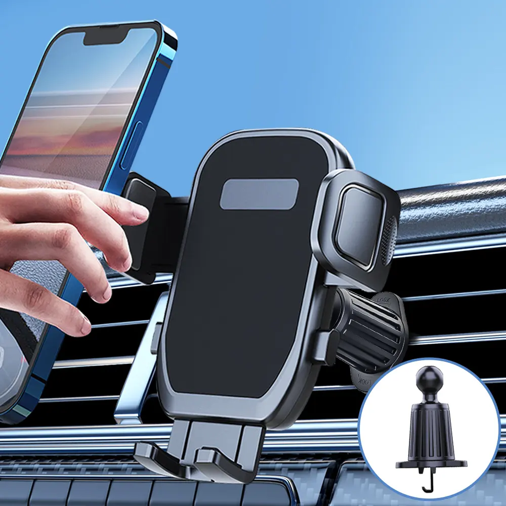 Autotelefoonhouder Luchtopening 2023 Universeel 360 Graden Roterend Met Metalen Haakondersteuning Telefoon Voiture Auto Air Vent Telefoon Houder