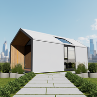 Villa de luxe modulaire préfabriquée écologique au design traditionnel triangulaire en acier léger avec éléments en bois et verre double couche