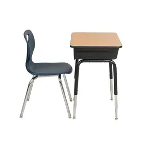 学校用家具シングルデスクと椅子シングル高さ調節可能学生用デスクと椅子