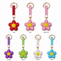 Porte-clés Fleur Entièrement Strassée en Cristal, Anneau de Clés Scintillant, Breloque de Sac, Pendentif pour Femmes, Sac à Main, Sac à Dos, Porte-monnaie, Clés de Voiture