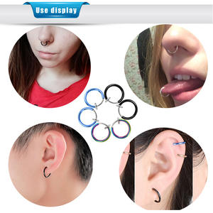 Ensemble de bijoux de faux <span class=keywords><strong>piercing</strong></span> anneau de nez à clipser/<span class=keywords><strong>septum</strong></span>/manchette d'oreille accessoires non percés pour l'art - Product Image 6