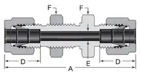 Raccord de tuyauterie en acier inoxydable à double ferrule droite pour traversée de cloison, taille 1/2 OD