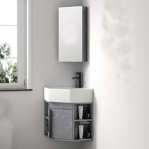 Pia De Canto <span class=keywords><strong>Lave</strong></span> <span class=keywords><strong>Main</strong></span> Dangle Cabinetry Petit Appartement Triangulaire PVC Salle De Bains Cabinet avec Coin Lavabo pour Usage Domestique - Product Image 4