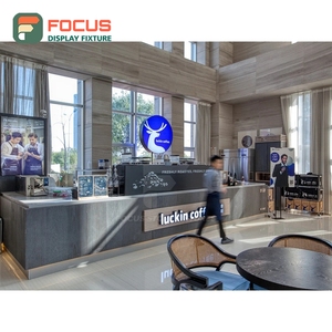 Vitrine à café illuminée, étagère de présentation en verre, espace de présentation de pâtisseries, vitrine de magasin, armoire à café - Product Image 3