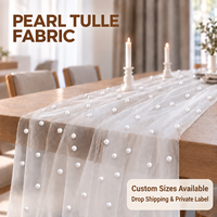 Chemin de table en tulle blanc perlé YM Wholesale, tissu en maille transparente pour la décoration de table de réception de mariage, de douche nuptiale et de banquet