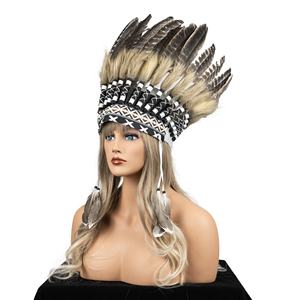 印度羽毛头饰服装，适合舞台表演、拍照、剧院舞蹈 - 男女通用，成人，耐用，轻便，有现货 - Product Image 3