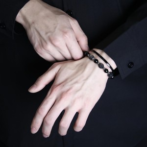 Bracelet <span class=keywords><strong>en</strong></span> obsidienne argentée naturelle, cristal porte-bonheur, strass, design haut <span class=keywords><strong>de</strong></span> gamme, perle <span class=keywords><strong>de</strong></span> météorite, cadeau, <span class=keywords><strong>bijoux</strong></span> fins <span class=keywords><strong>pour</strong></span> homme - Product Image 3