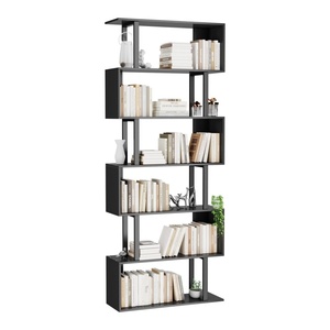 Hiện đại 5 tầng đứng loại kệ sách hình chữ S Tủ sách bằng gỗ với thiết kế hình học dễ dàng cài đặt - Product Image 1