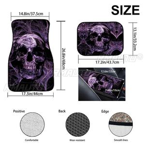 Tapis de sol de voiture universel imprimé crâne (1 pièce/2 pièces/4 pièces) – Ensemble complet avant/arrière – Tapis de protection automobile avant et arrière - Product Image 6