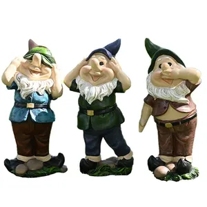 도매 크리 에이 티브 미니 Gnomes 춤 축하 3 조각 뮤지컬 정원 그놈 세트 미니어처 요정 정원