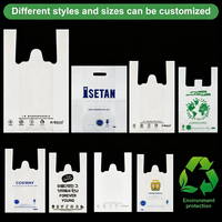 Sacs de courses en amidon de maïs biodégradables et compostables de haute qualité, personnalisables, vente en gros d'usine, sacs en forme de T-shirt personnalisés