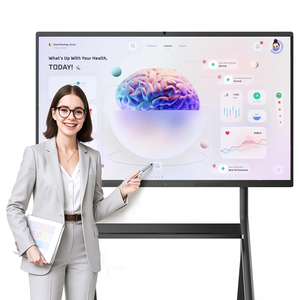 Xách Tay Tương Tác 98-Inch 4K 20-Điểm Cảm Ứng Có Thể Khóa Bánh Xe Bảng Kỹ Thuật Số Android Windows <span class=keywords><strong>OS</strong></span> Cho Các Cuộc Họp Lai - Product Image 1