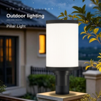 Lampe de poteau extérieure en aluminium noir au design nordique simple, résistante aux intempéries, avec abat-jour en verre opale côtelé blanc
