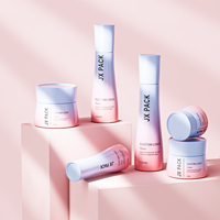 Nouveau design 15 50 80 g 30 100 120 ml vide unique rose mat ensemble d'emballage de soins de la peau de luxe bouteille de lotion en verre cosmétique avec pompe