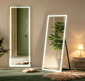Espejo de pie inteligente antivaho con control táctil LED RGB, diseño moderno Baleaston, rectangular negro, grande de cuerpo entero para dormitorio, ¡Oferta! - Product Image 5